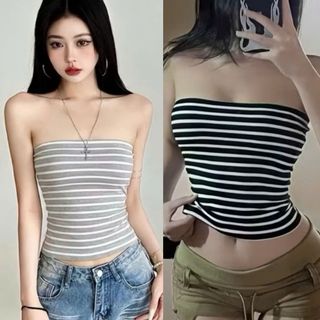 Áo ống sọc ngang thun thoáng nhẹ dáng đẹp màu xám trắng đen thời trangh trẻ trung VANISA CT484