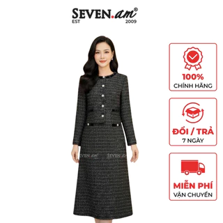 Áo dáng lửng phối kim tuyến khuy đá trang trí thời trang nữ Seven.AM H351105K