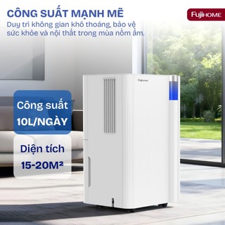 Máy hút ẩm gia dụng Block Fujihome DH10NEW, Công suất hút 10 lít/ ngày độ ồn thấp, lọc không khí ionizer