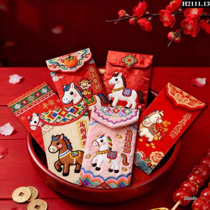 COMBO 60 BAO LÌ XÌ 3D THÊU NGỰA TẾT 2026