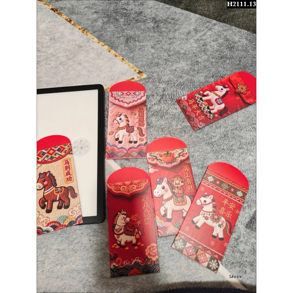 COMBO 60 BAO LÌ XÌ 3D THÊU NGỰA TẾT 2026