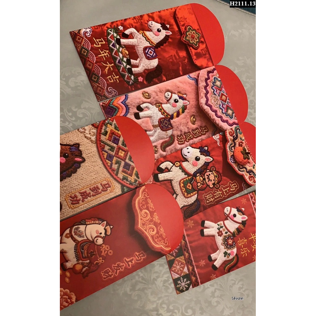 COMBO 60 BAO LÌ XÌ 3D THÊU NGỰA TẾT 2026