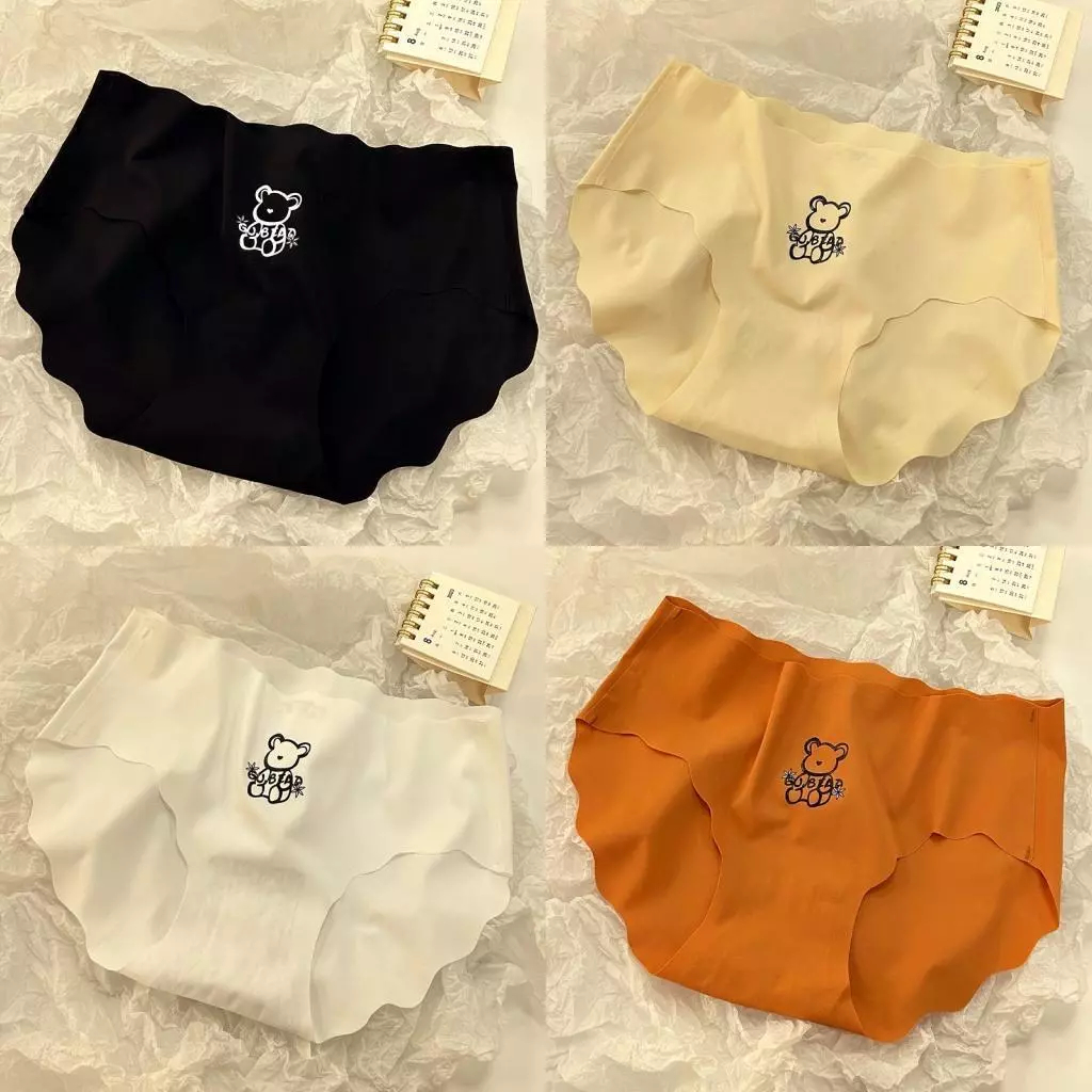 [Peinn] [SET 5 Quần] Quần Lót Nữ Su Sóng In Hình Gấu Không Lộ Viền Sexy (QUẦN GẤU)