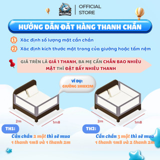 Thanh Chắn Giường Cho Bé Pakey Cải Tiến Nâng Hạ Dễ Dàng Chiều Cao Tối Đa 105cm, Khóa Chốt An Toàn - S1