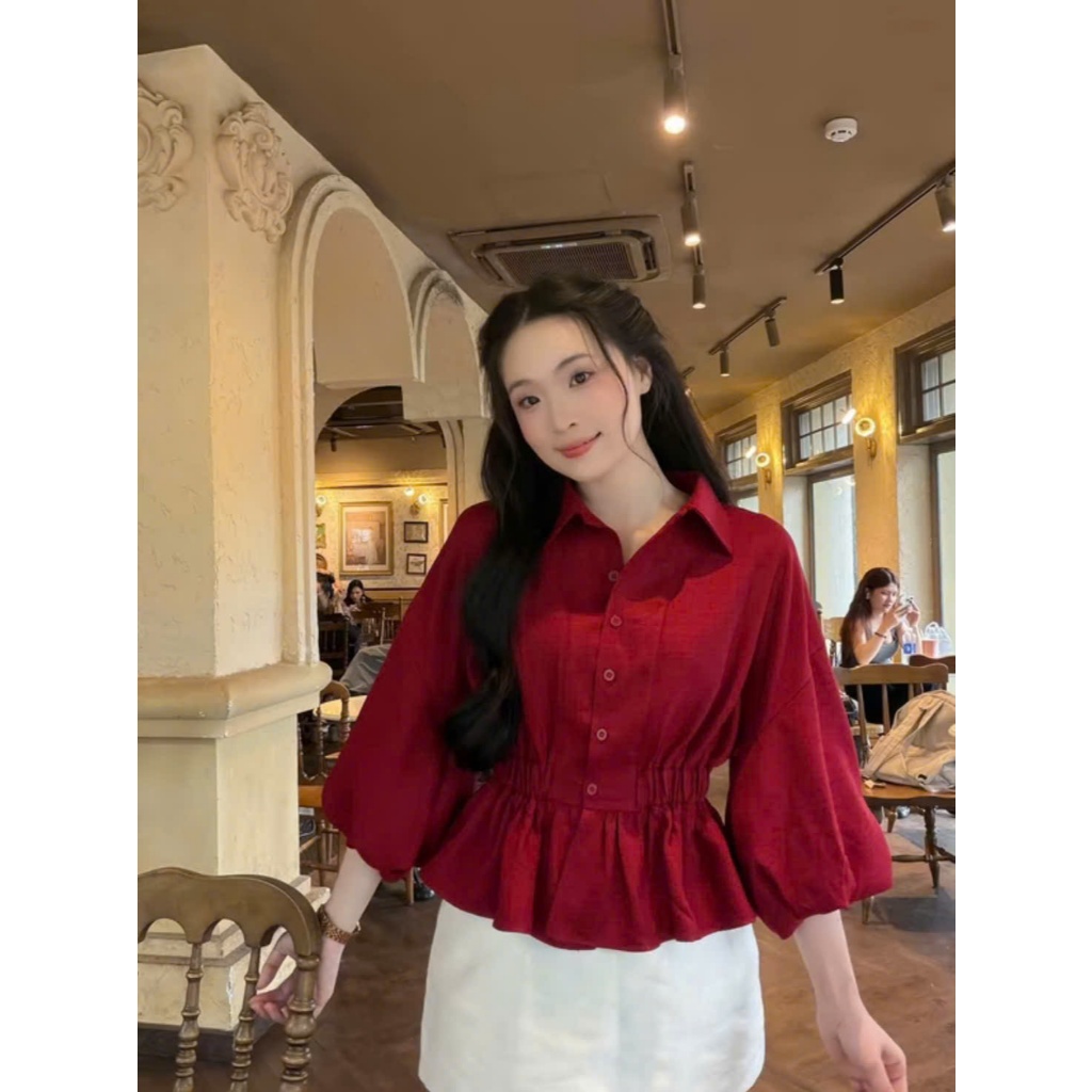Áo Sơ Mi Nữ Tay Lồng Đèn Dáng Chít Eo Xinh Xắn Trẻ Trung TL.Online Shop-SM005