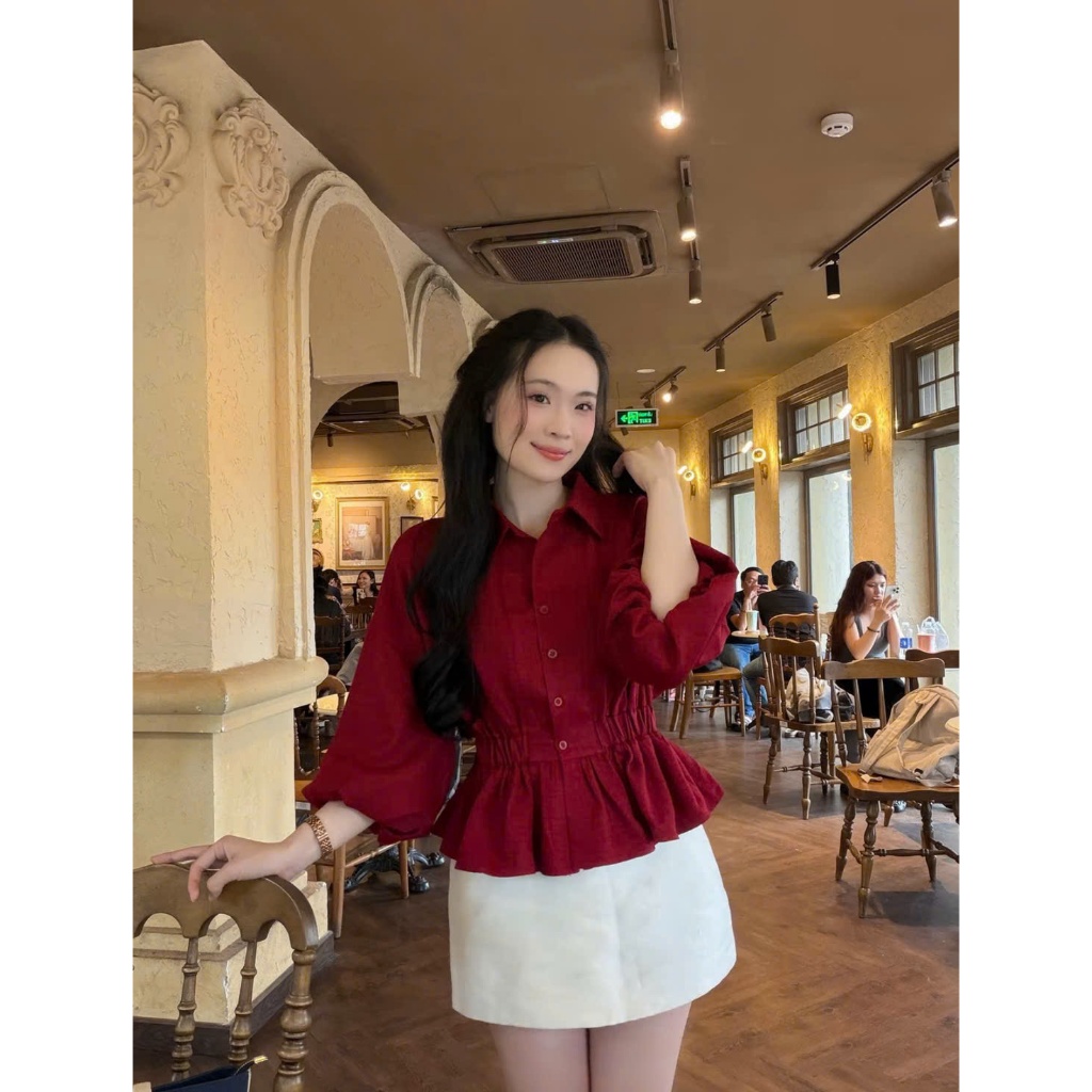 Áo Sơ Mi Nữ Tay Lồng Đèn Dáng Chít Eo Xinh Xắn Trẻ Trung TL.Online Shop-SM005
