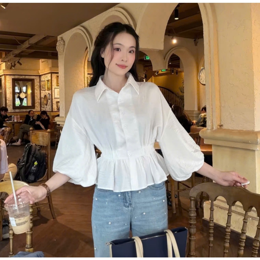 Áo Sơ Mi Nữ Tay Lồng Đèn Dáng Chít Eo Xinh Xắn Trẻ Trung TL.Online Shop-SM005