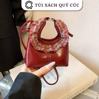 ( Mở Bán ) Túi xách nữ mini cầm tay đeo chéo đẹp mẫu mới phối viền bèo siêu xinh dễ thương thời trang cho mẹ và bé MN08