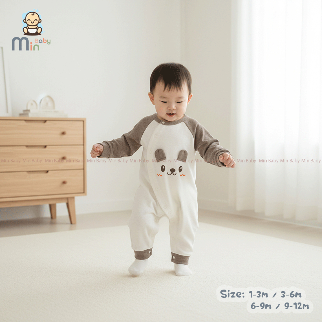 Body Liền Thân Thu Đông Bé Trai Anminaza Chất Vải Nỉ Nhung Cho Bé Vải Lông Thỏ Mềm Mai Ấm Áp - Hàng Chính Hãng MIN0493
