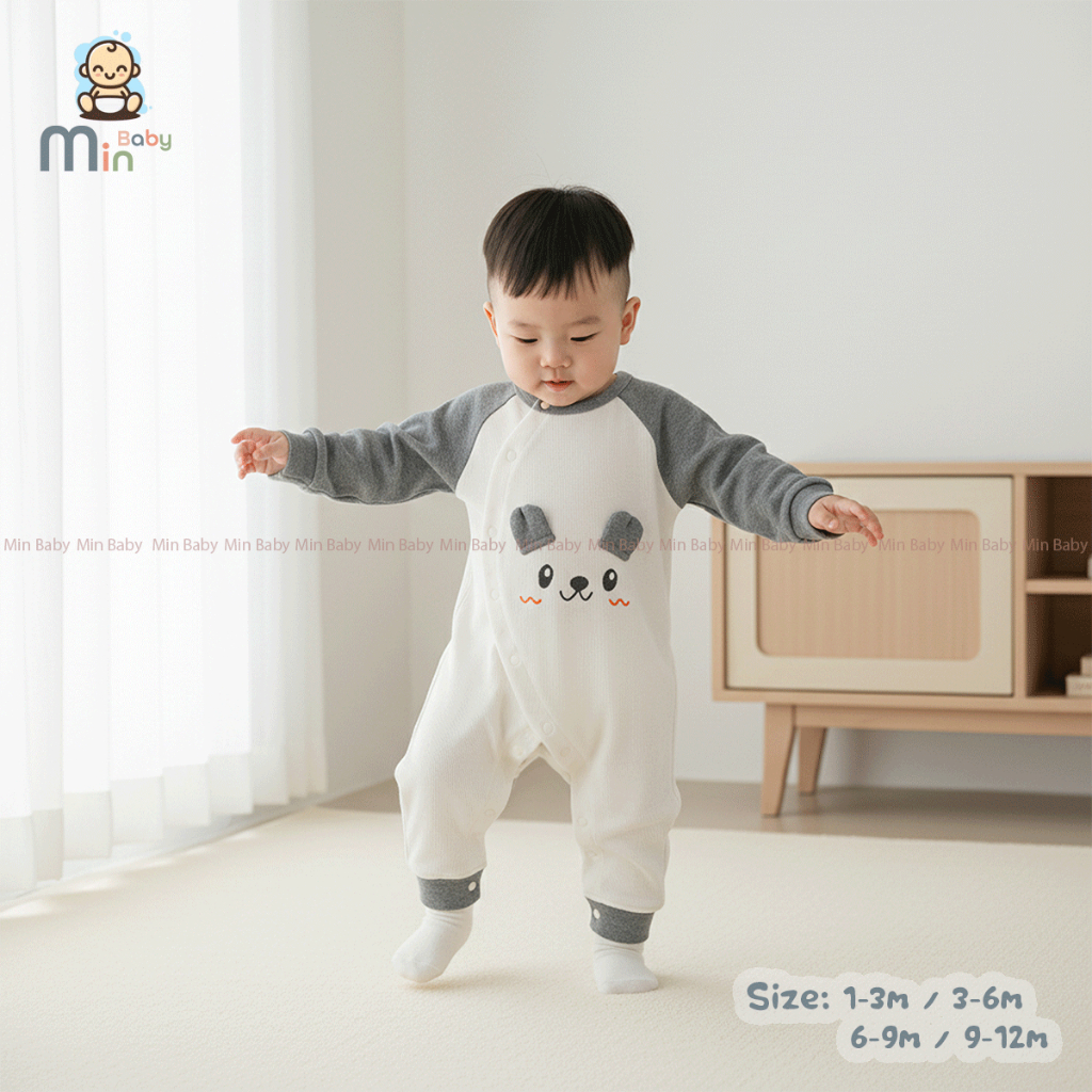 Body Liền Thân Thu Đông Bé Trai Anminaza Chất Vải Nỉ Nhung Cho Bé Vải Lông Thỏ Mềm Mai Ấm Áp - Hàng Chính Hãng MIN0493