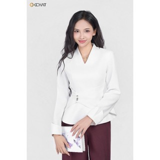 Áo Kiểu Nữ 𝐂𝐂𝐇𝐀𝐓 Dáng Ôm Velia Cổ V Mở Chất Liệu Tuytsi Cao Cấp 25ADS2012OT