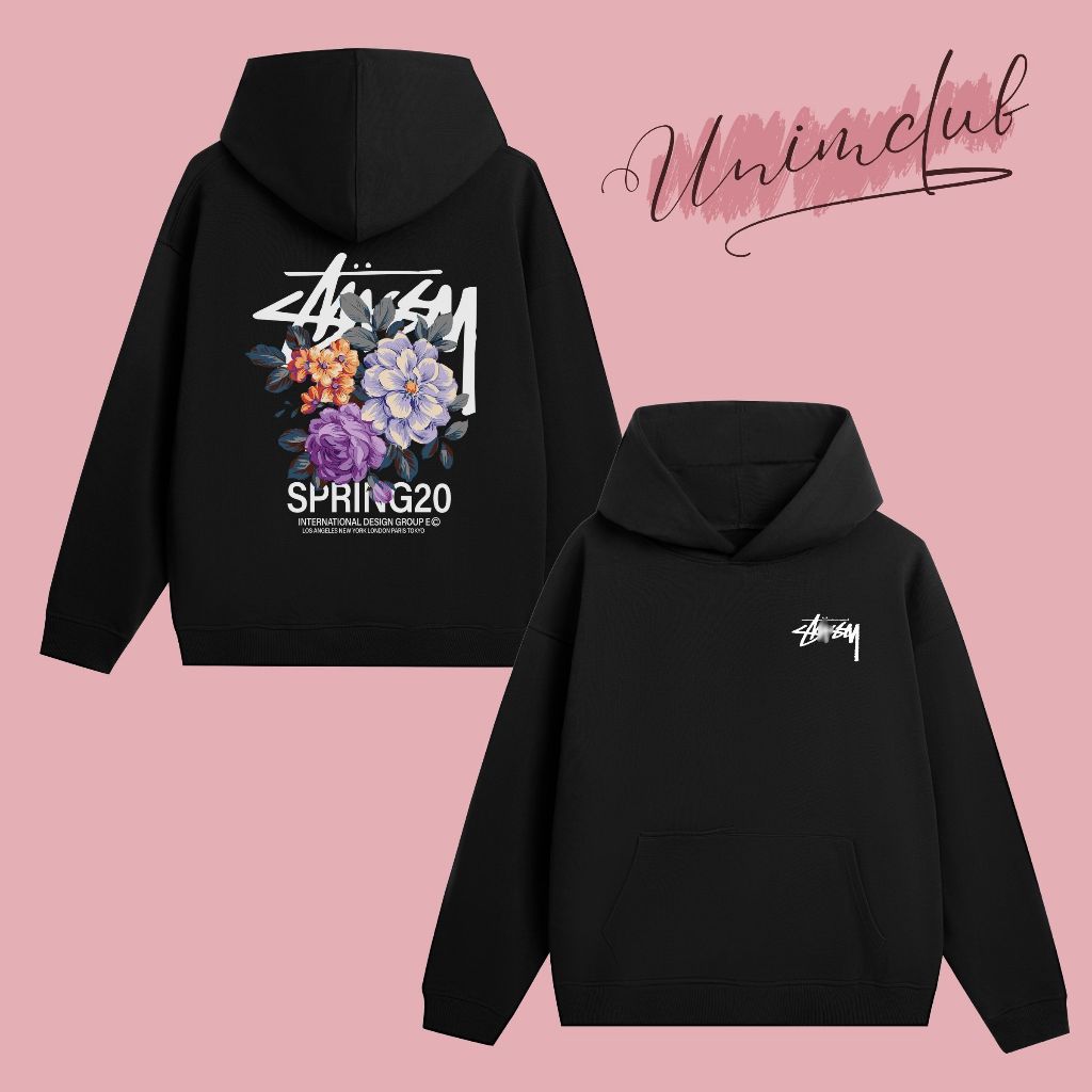 Áo Hoodie Stusxy In Kim Tuyến Lấp Lánh UnimStore Phong Cách Đường Phố Hàn Quốc Nỉ Chân Cua 350gsm