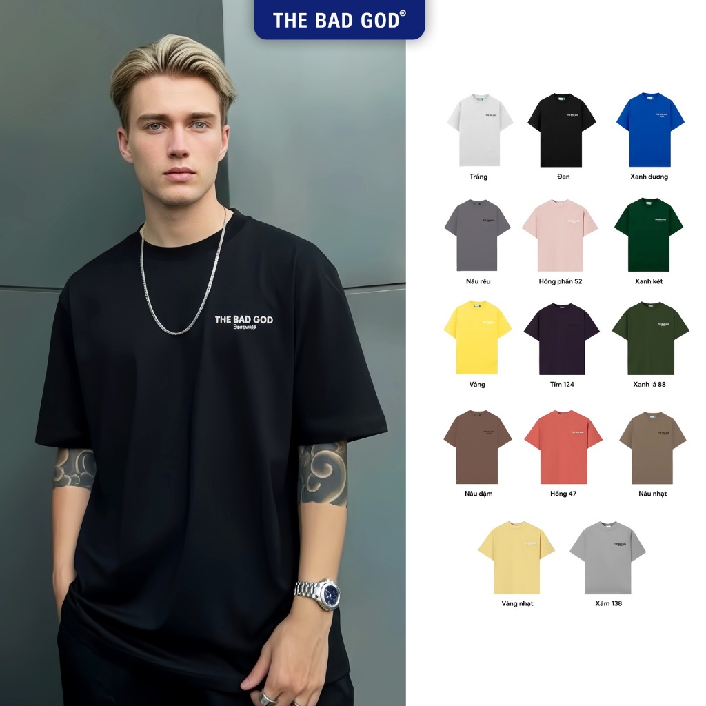 The Bad God Áo Thun Cổ Tròn Nam Serenity Chất Liệu COTSYN In Cao Thành Size M L XL Áo Phông Local Brand Form Boxy