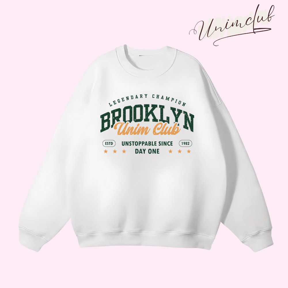Áo Sweater Brooklyn Unim Club Chất Liệu Nỉ Chân Cua Xuất Khẩu Cao Cấp Không Xù Hình In Chống Bong