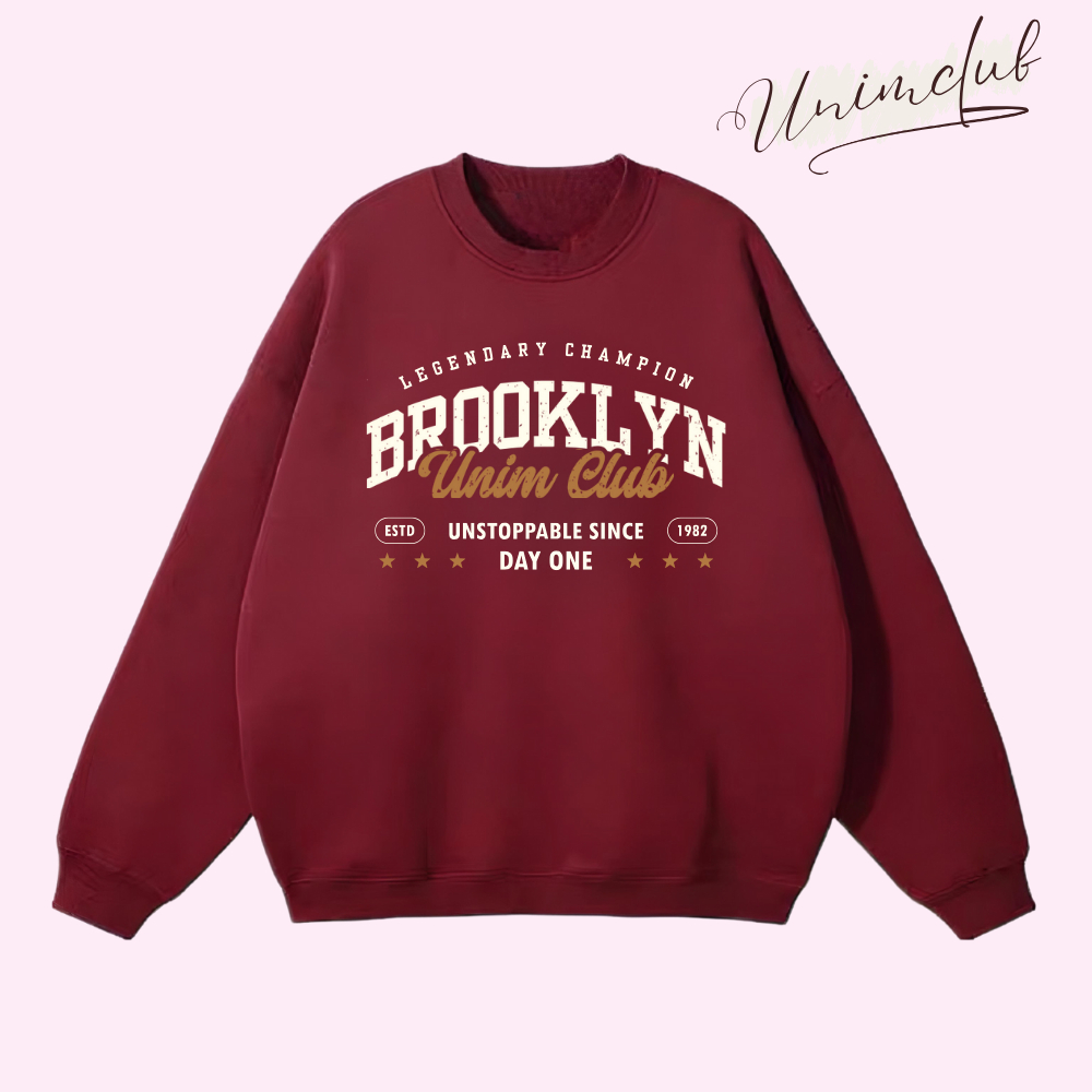 Áo Sweater Brooklyn Unim Club Chất Liệu Nỉ Chân Cua Xuất Khẩu Cao Cấp Không Xù Hình In Chống Bong