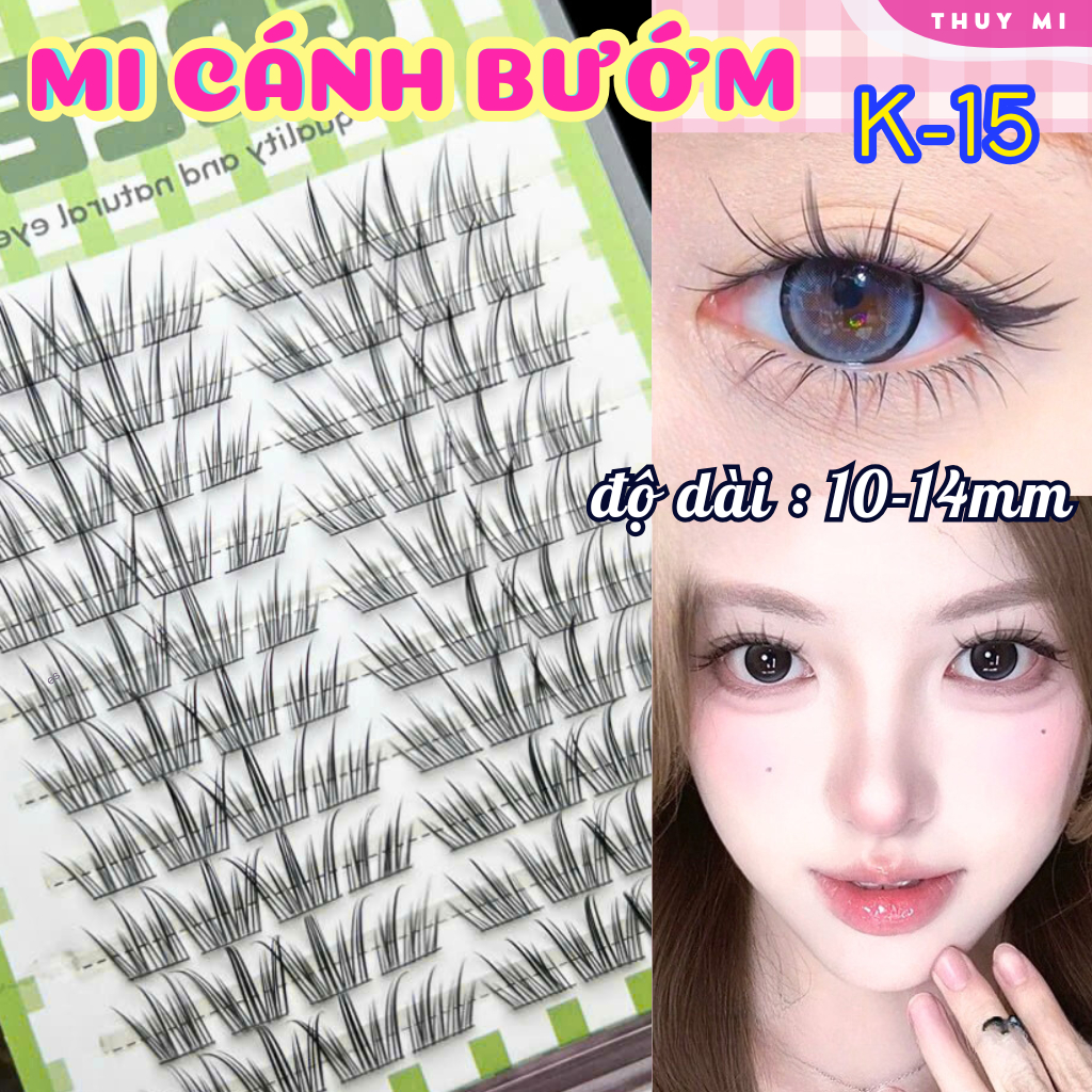 Mi Giả Cụm Cánh Bướm 10 Hàng K15 Độ Dài 10-14mm GREEN Thủy Mi