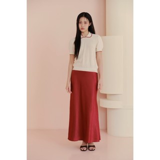 Áo len OLV cổ sen dáng suông thoải mái Cream Collar Knit Top phù hợp mọi dịp