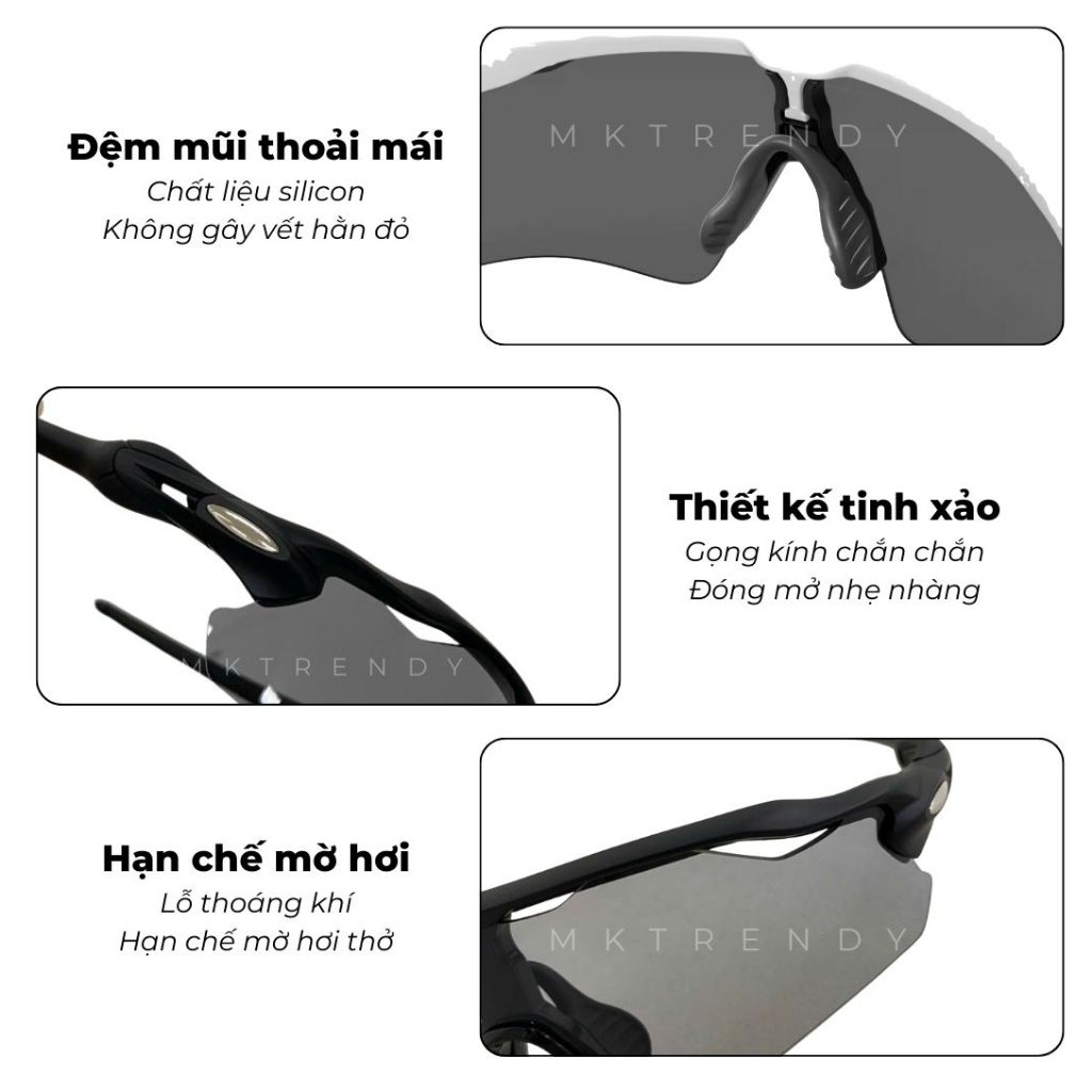 Kính thể thao ngoài trời MKTRENDY kính râm phản quang đa sắc đổi màu đạp xe leo núi giảm chói chống tia UV F2
