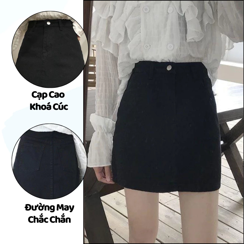 [Peinn] Chân Váy Nữ chữ A vải Kaki dáng váy Bassic Lưng Cao Có Quần Bên Trong mã 052