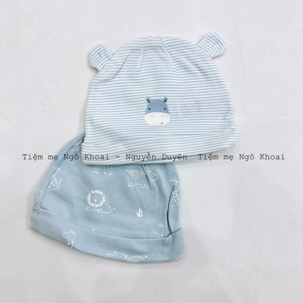[MD73] {FORM NHỎ} Set 2 mũ sơ sinh chất liệu cotton mềm mại, an toàn cho bé sơ sinh