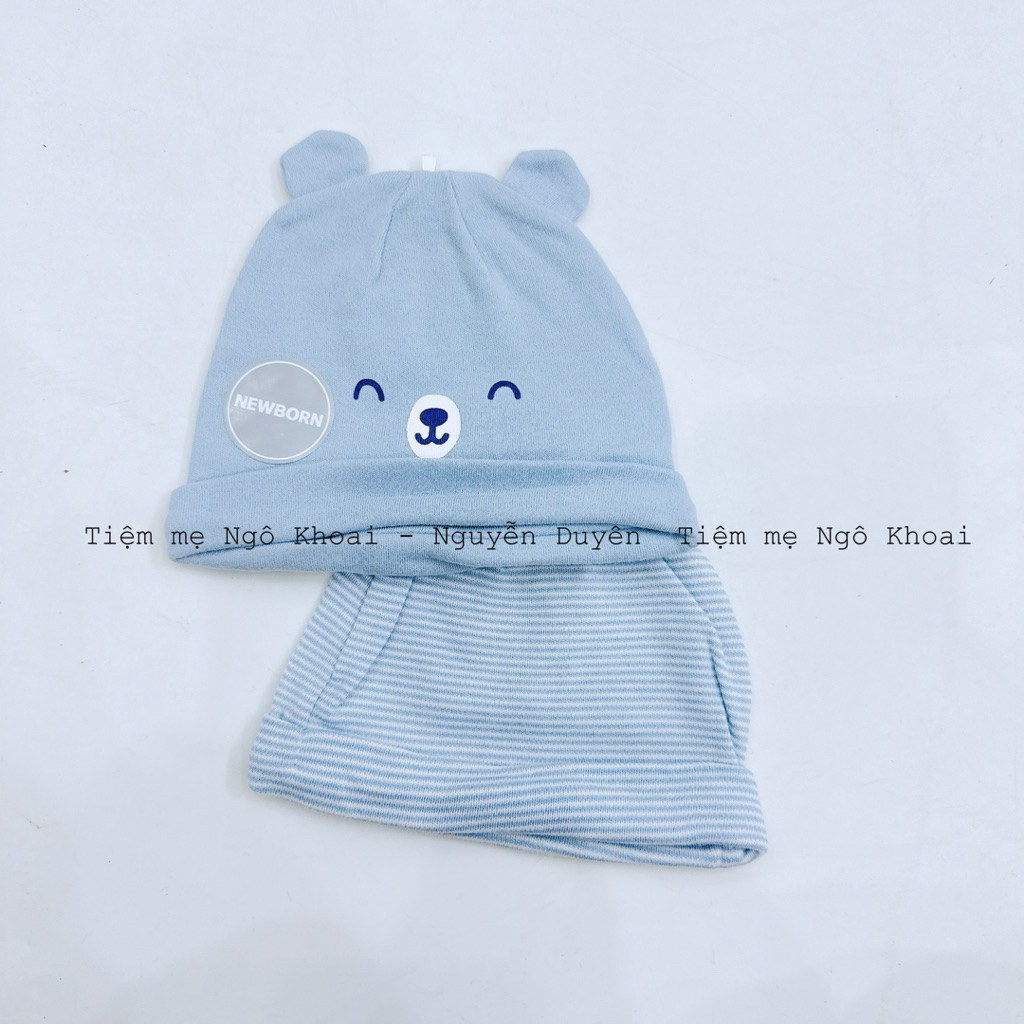 [MD73] {FORM NHỎ} Set 2 mũ sơ sinh chất liệu cotton mềm mại, an toàn cho bé sơ sinh
