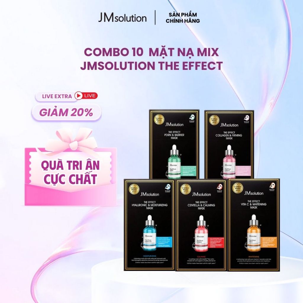 COMBO 10 MIX Mặt Nạ Hỗ Trợ Nuôi Dưỡng Da JMSolution The Effect 24ml x 10 - JMSolution