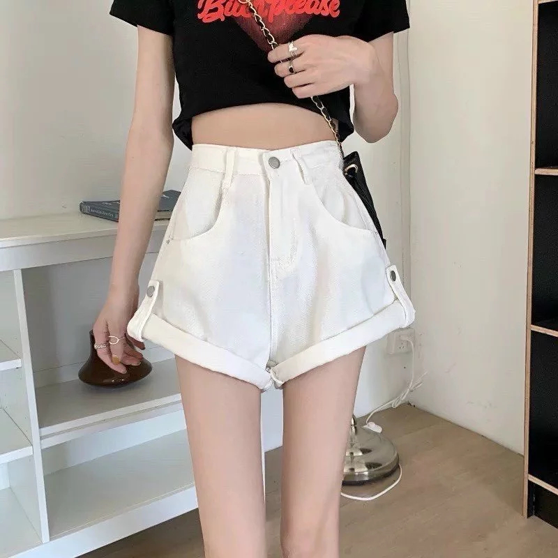[Peinn] Quần short đùi jean kaki gấp gối gài nút, (Q GN) Quần short nữ quần short kaki jeans nữ lưng cao ống rộng ôm eo