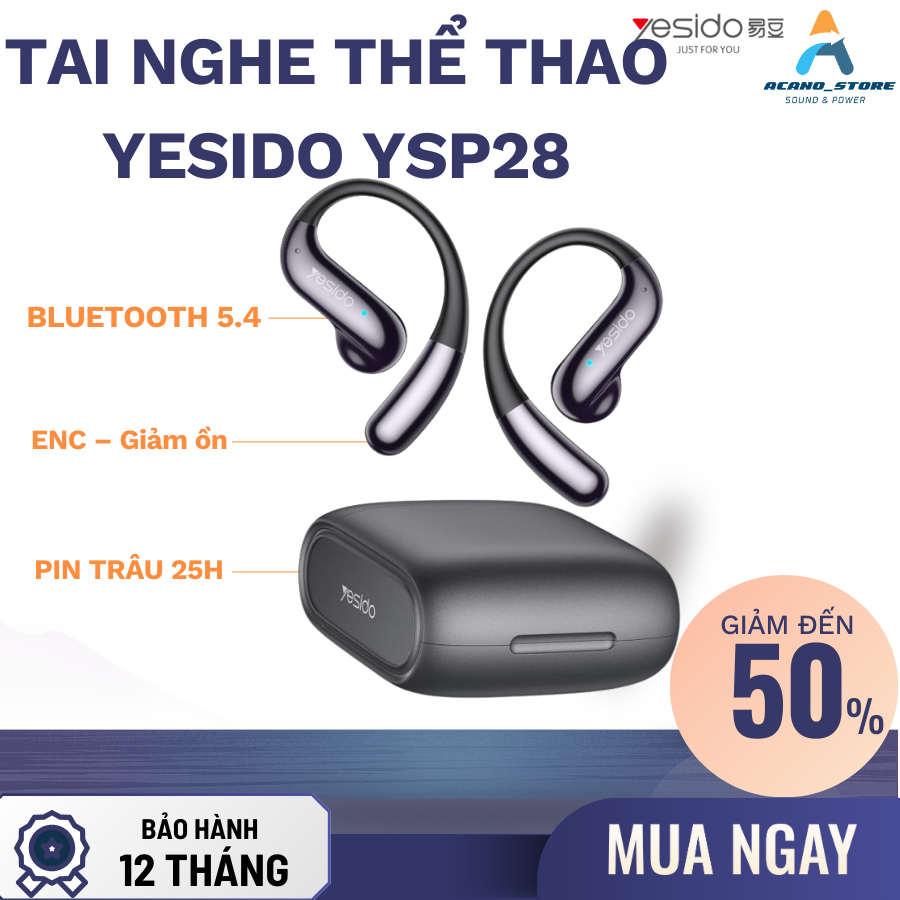 TAI NGHE YSP28 – CÔNG NGHỆ OWS MỞ TAI BLUETOOTH 5.4 ENC GIẢM ỒN PIN TRÂU 25 GIỜ – ÂM HIFI SIÊU SÁNG