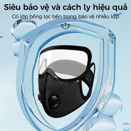 【PM2.5】Khẩu trang chống giọt bắn、Chống gió、Chống nước、Chống bụi、Kính bảo hộ có thể tháo rời、Bao gồm bộ lọc