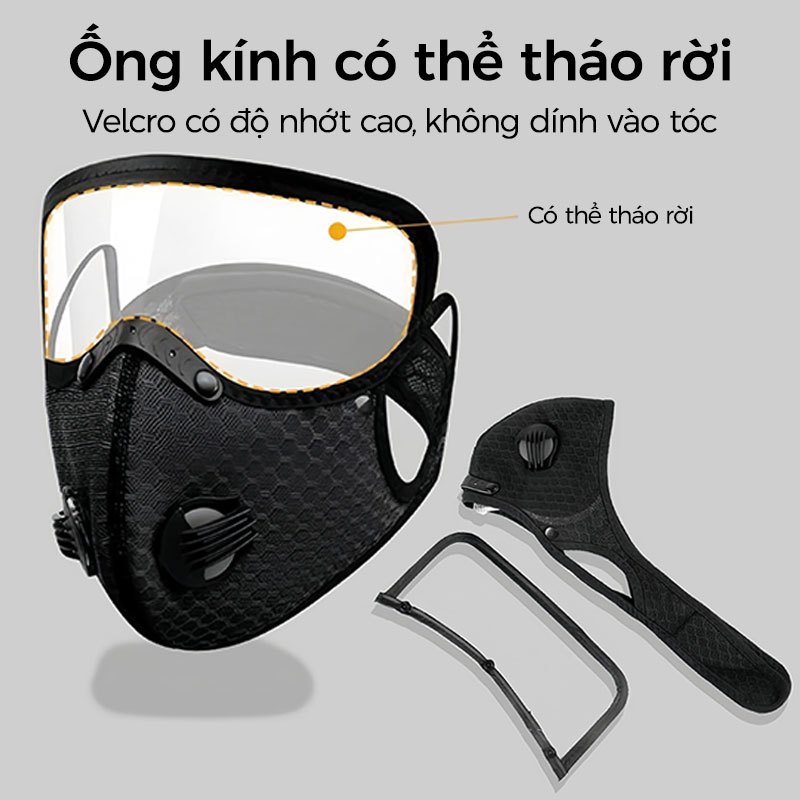 【PM2.5】Khẩu trang chống giọt bắn、Chống gió、Chống nước、Chống bụi、Kính bảo hộ có thể tháo rời、Bao gồm bộ lọc