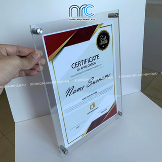 Khung bằng khen a4, Khung tranh ảnh mica trong suốt dày 3mm (Tặng đầy đủ phụ kiện treo tường) - Lỗi 1 đổi 1
