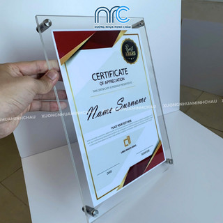 Khung ảnh mica trong treo tường, khung bằng khen A3 A4, khung ảnh acrylic trong suốt - Tặng kèm phụ kiện ốc vít