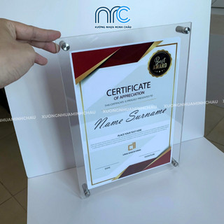 Khung ảnh mica trong treo tường, khung bằng khen A3 A4, khung ảnh acrylic trong suốt - Tặng kèm phụ kiện ốc vít