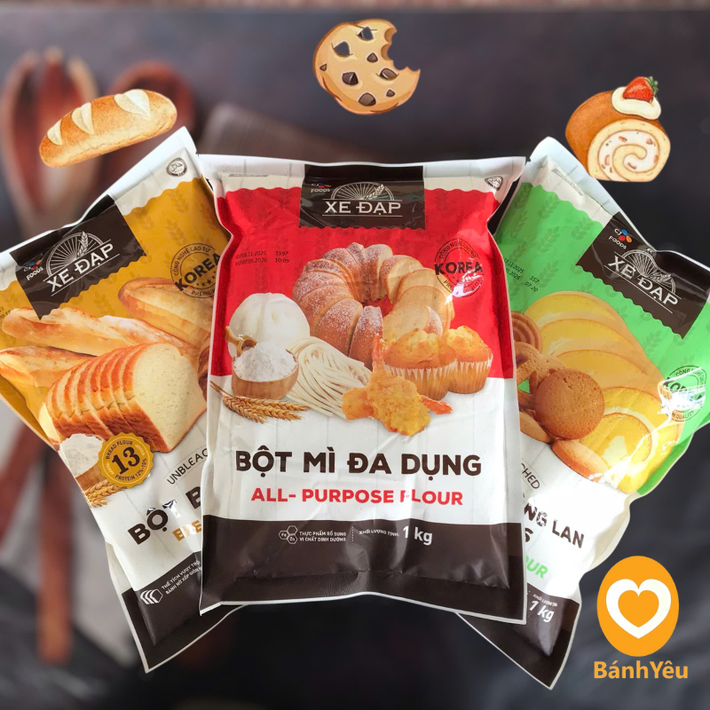 Bột Mì số 8/11/13 hiệu Xe Đạp gói 1kg - Bột Mì làm bánh chuyên nghiệp