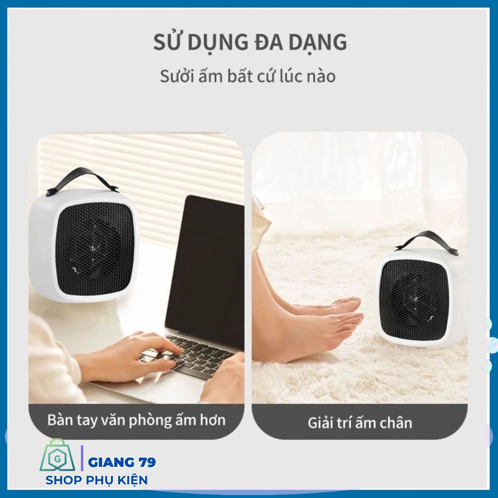 Máy Sưởi Mini 500W Để Bàn Hai Tốc Độ, Tiện Dụng, Không Khô Da Ấm Áp Tiết Kiệm Điện, Quà Tặng Ý Nghĩa