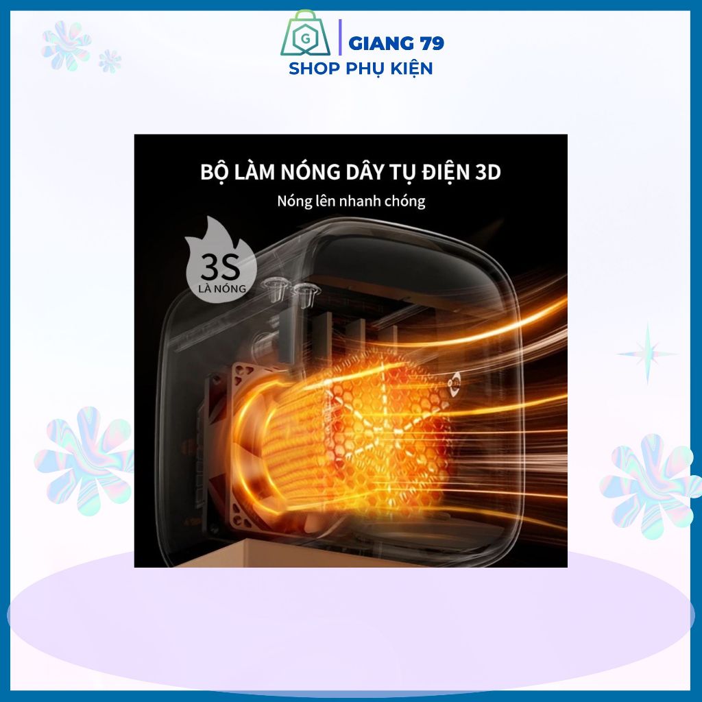 Máy Sưởi Mini 500W Để Bàn Hai Tốc Độ, Tiện Dụng, Không Khô Da Ấm Áp Tiết Kiệm Điện, Quà Tặng Ý Nghĩa