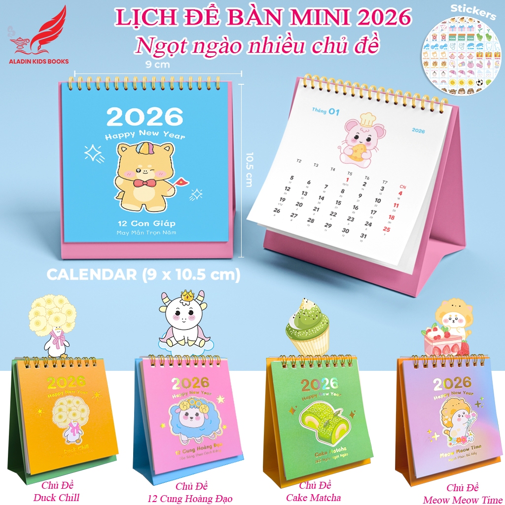 Lịch Để Bàn Mini 2026 Cute – 5 Chủ Đề Đáng Yêu– Lịch Xinh Trang Trí Bàn Làm Việc