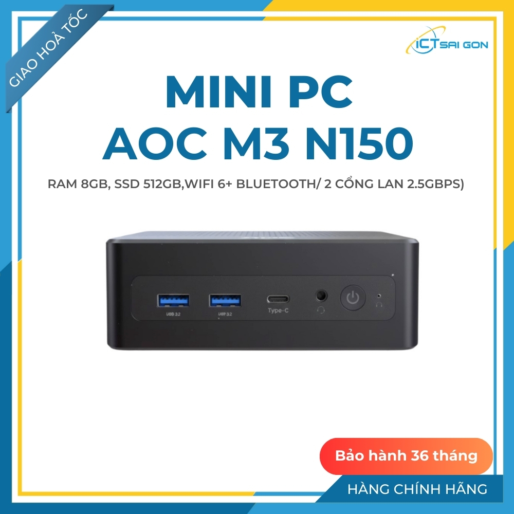 Mini PC AOC Moss M3 N150 Custom (8GB DDR4/ 512GB M.2 / WIFI 6 ...