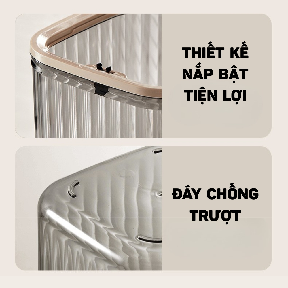 Hộp Nhựa Trong Suốt Đựng Đồ Trang Sức Mỹ Phẩm, Thùng Rác Mini Để Bàn Có Nắp Bật Kiểu Dáng Hiện Đại | BigBuy360 - bigbuy360.vn
