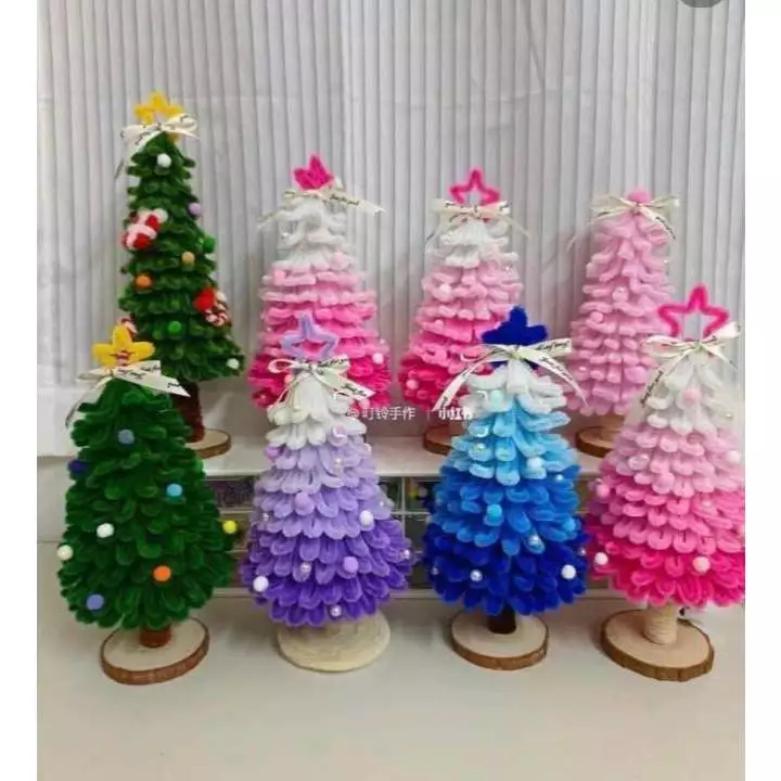 Cây Thông Noel Kẽm Nhung| Set Tự Làm DIY- Tặng 5 Charm Noel nổi+ Đèn Led/ Shop Làm Sẵn+ đèn led+ túi