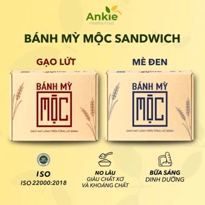 Bánh mỳ mộc sandwich gạo lứt, mè đen ăn kiêng ANKIE HEALTHY FOOD - Gói 55g/ Hộp 6 Gói