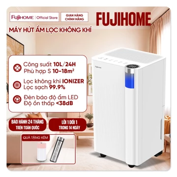 Máy hút ẩm lọc không khí Ion FUJIHOME DH10N Nhập Khẩu, công nghệ máy nén Block 3 chế độ phòng khách phòng ngủ đa năng