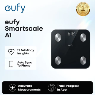 eufy Smart Scale A1, Cân Sức Khỏe Thông Minh Bluetooth, 12 Chỉ Số: Cân Nặng, Mỡ Cơ Thể, BMI, Phân Tích Thể Trạng