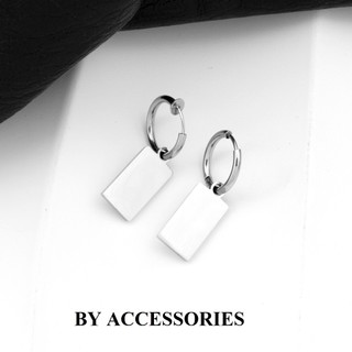 Bông tai mặt dây chuyền titan unisex mặt charm hình chữ nhật không gỉ (Có nhận khắc chữ hình theo yêu cầu) UE2501