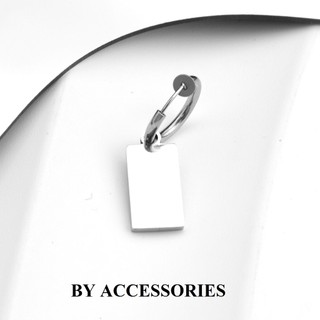 Bông tai mặt dây chuyền titan unisex mặt charm hình chữ nhật không gỉ (Có nhận khắc chữ hình theo yêu cầu) UE2501