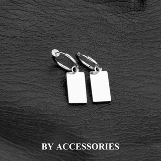Bông tai mặt dây chuyền titan unisex mặt charm hình chữ nhật không gỉ (Có nhận khắc chữ hình theo yêu cầu) UE2501