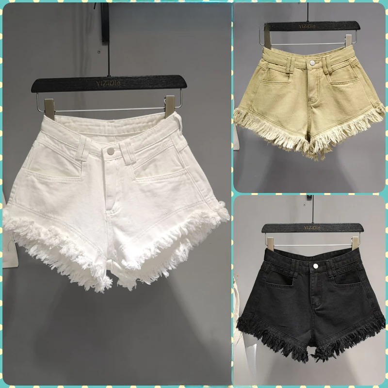 [Peinn] QUẦN SHORT JEANS ĐÙI NỮ LƯNG CAO LAI TUA XÙ 🍭🍭🍭 (QTRUA)
