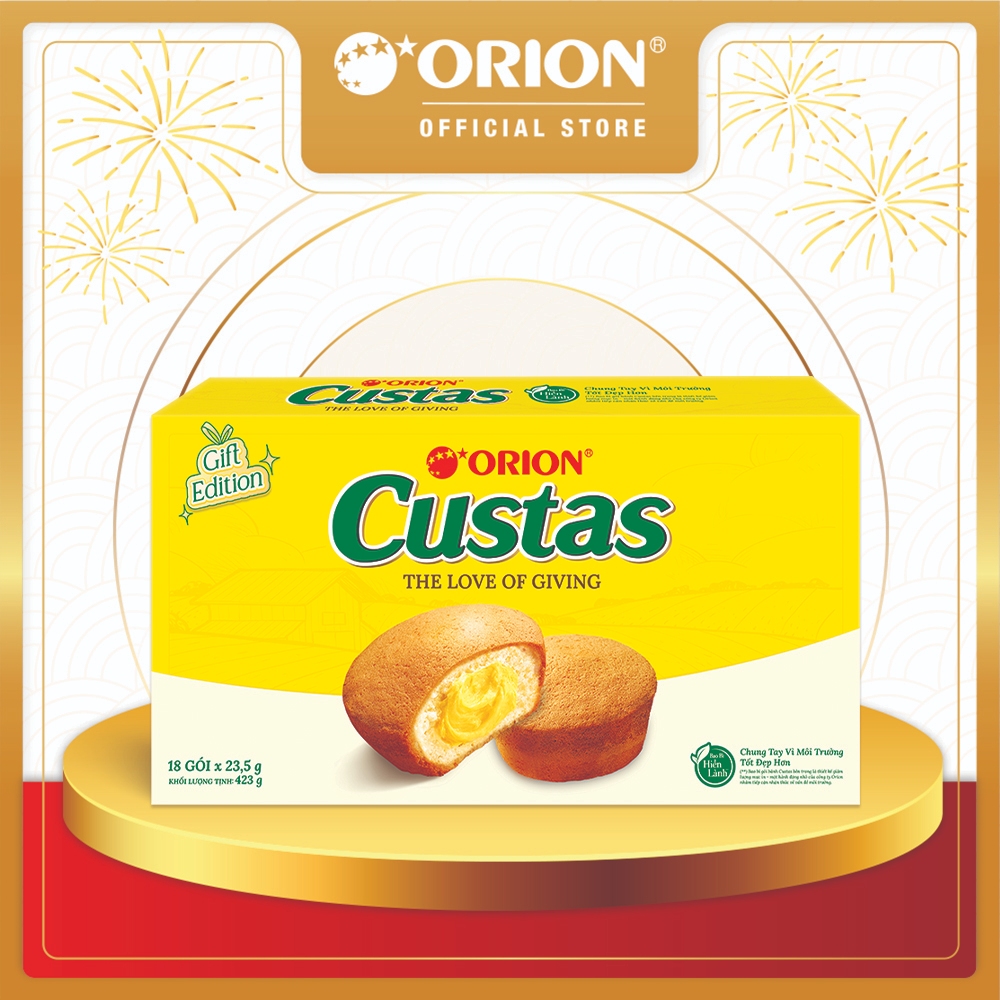 Combo 2 Hộp 18 Gói Bánh Orion Custas Vị Kem Trứng (423g/Hộp)