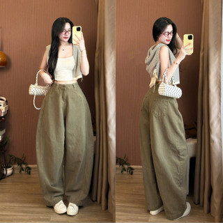 Quần Jeans Nữ Ống Cong Màu Nâu Phối Line Cá Tính Tôn Dáng Che Khuyết Điểm Thoải Mái Đi Làm Đi Học