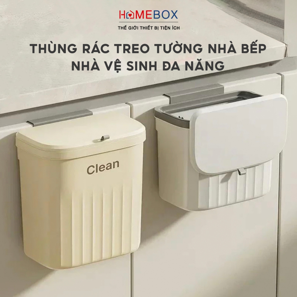 Thùng rác treo tường nhà bếp có nắp ngăn mùi, Thùng đựng rác đa năng dán tường văn phòng nhà vệ sinh